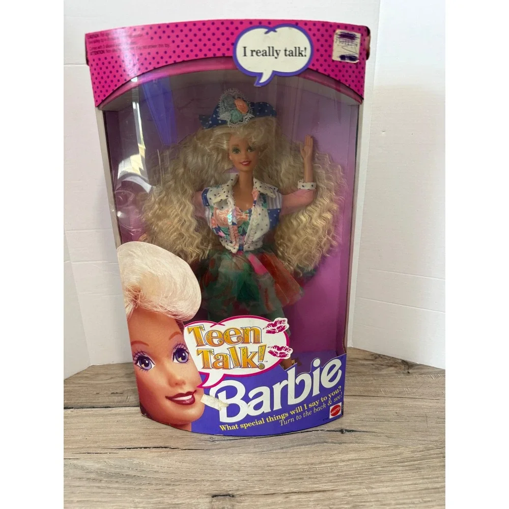 Vintage 1991 Teen Talk Barbie Doll Mattel - Blonde Crimped Hair NRFB